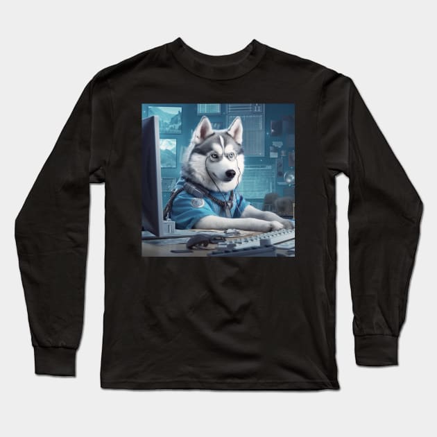 Husky Hacker Long Sleeve T-Shirt by AviToys